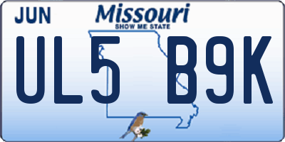 MO license plate UL5B9K