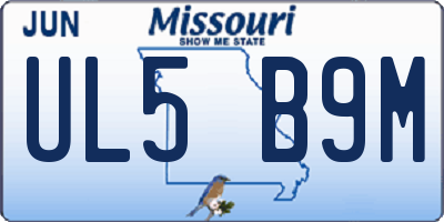 MO license plate UL5B9M