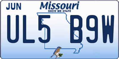 MO license plate UL5B9W