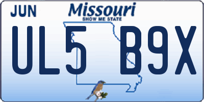 MO license plate UL5B9X