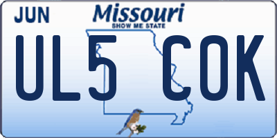 MO license plate UL5C0K
