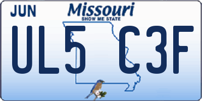 MO license plate UL5C3F