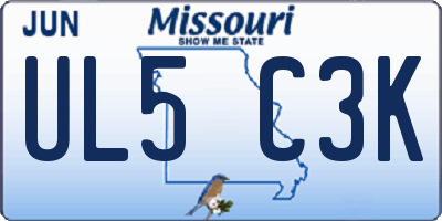 MO license plate UL5C3K
