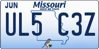 MO license plate UL5C3Z