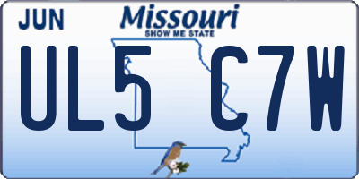 MO license plate UL5C7W
