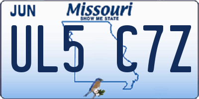 MO license plate UL5C7Z