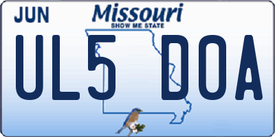 MO license plate UL5D0A