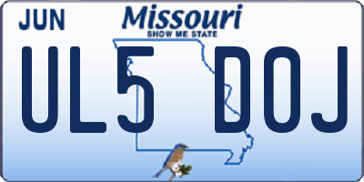 MO license plate UL5D0J