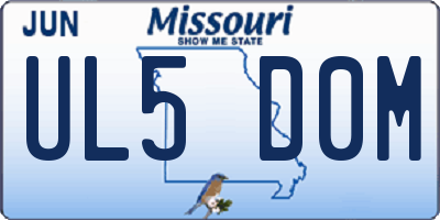 MO license plate UL5D0M