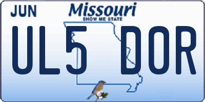 MO license plate UL5D0R