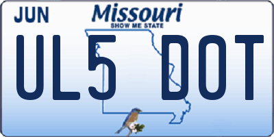 MO license plate UL5D0T