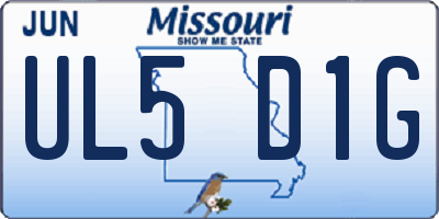 MO license plate UL5D1G