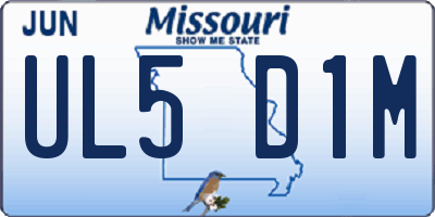MO license plate UL5D1M