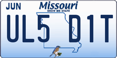 MO license plate UL5D1T