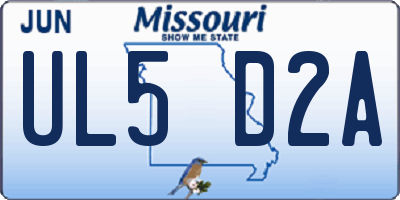 MO license plate UL5D2A
