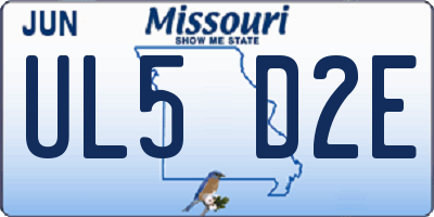 MO license plate UL5D2E