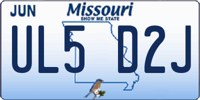 MO license plate UL5D2J