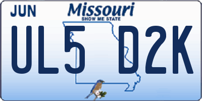 MO license plate UL5D2K