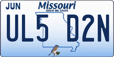 MO license plate UL5D2N
