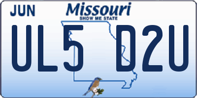 MO license plate UL5D2U
