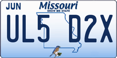 MO license plate UL5D2X