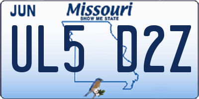 MO license plate UL5D2Z