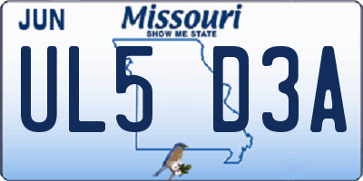 MO license plate UL5D3A