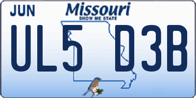 MO license plate UL5D3B