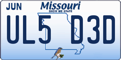 MO license plate UL5D3D