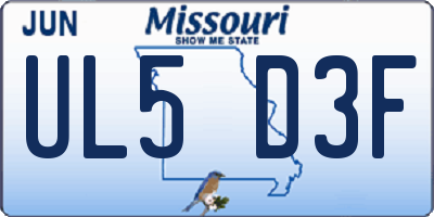 MO license plate UL5D3F