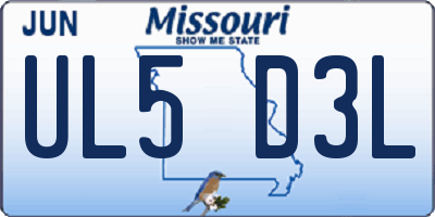 MO license plate UL5D3L