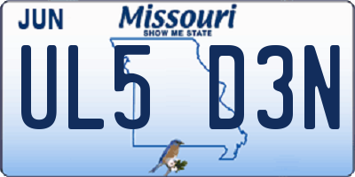 MO license plate UL5D3N