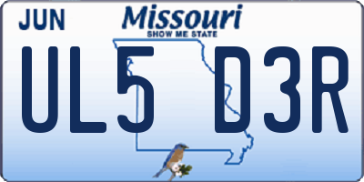 MO license plate UL5D3R