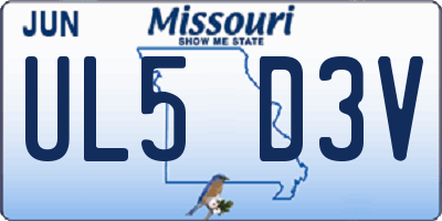MO license plate UL5D3V