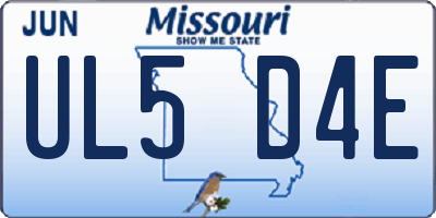 MO license plate UL5D4E