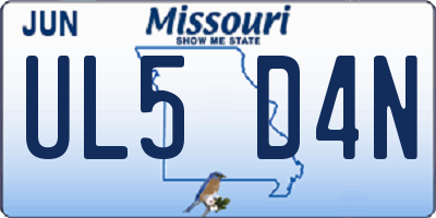MO license plate UL5D4N