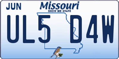 MO license plate UL5D4W