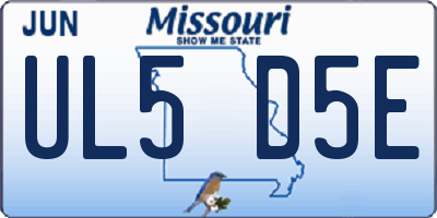 MO license plate UL5D5E