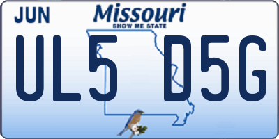 MO license plate UL5D5G
