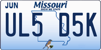 MO license plate UL5D5K