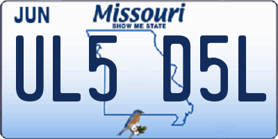 MO license plate UL5D5L