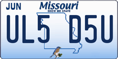 MO license plate UL5D5U