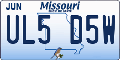 MO license plate UL5D5W