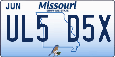 MO license plate UL5D5X