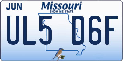 MO license plate UL5D6F