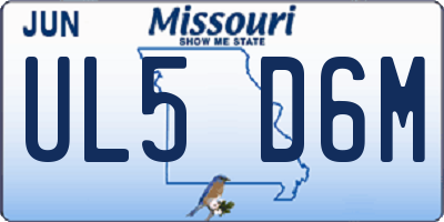 MO license plate UL5D6M