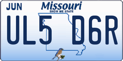 MO license plate UL5D6R