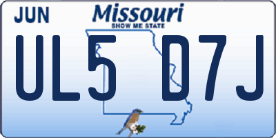 MO license plate UL5D7J