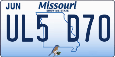 MO license plate UL5D7O