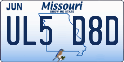 MO license plate UL5D8D
